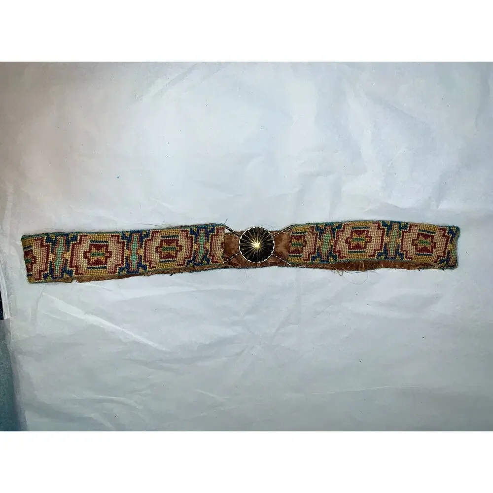 VINTAGE 20'S-40'S NEEDLEPOINT PETITPOINT BELT W/BRASS CLASP GREAT COLORS! 30